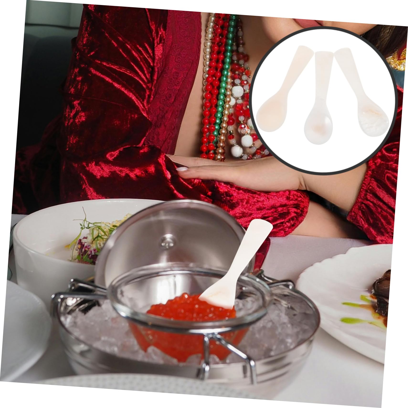 FUNOMOCYA 6 Pcs Shell Caviar Spoon Spoons Restaurant Dessert Spoon Exquisite Spoon Egg Spoon Caviar Server Shell Spoon Decorative Tableware Kitchen Essentials Restaurant Spoon White