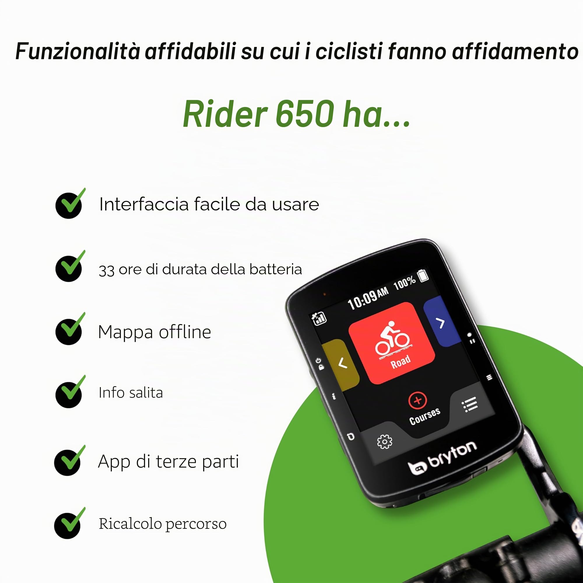 Bryton Rider 650/550 GPS Ciclismo Computer, Schermo a Colori 2.8 pollici, Navigazione Turn-By-Turn, Regolazione automatica della luminosità, Bluetooth & ANT+ Compatibile