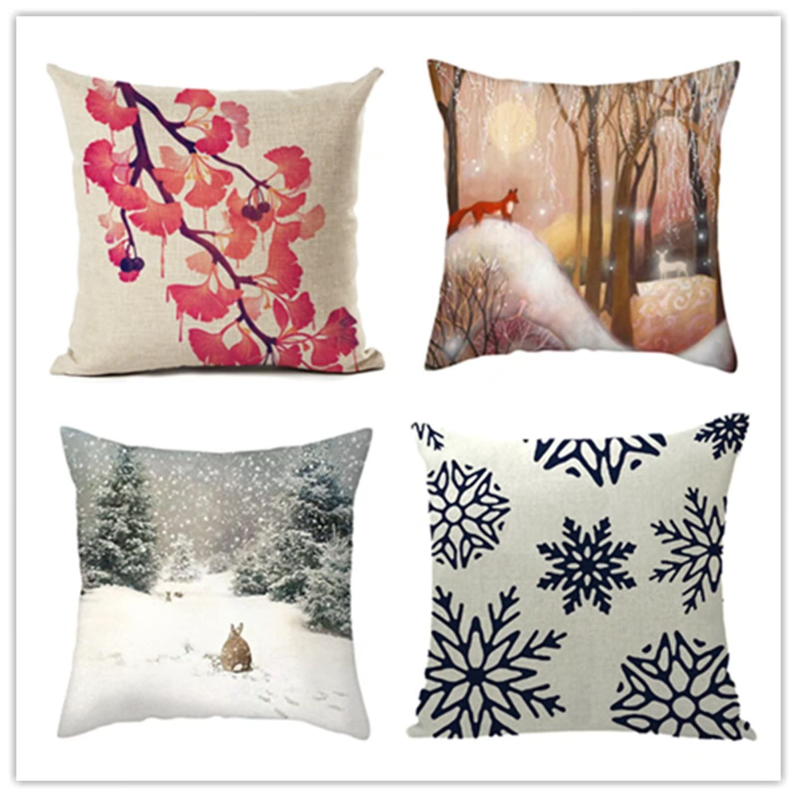Cojines 50x50cm Invierno Simple Cojines Decorativos para Sofa Moderna Decorativa Cojín Juego de 4 para Decoración Hogar Soft Almohadas cuadradas Funda de Cojín D-3002
