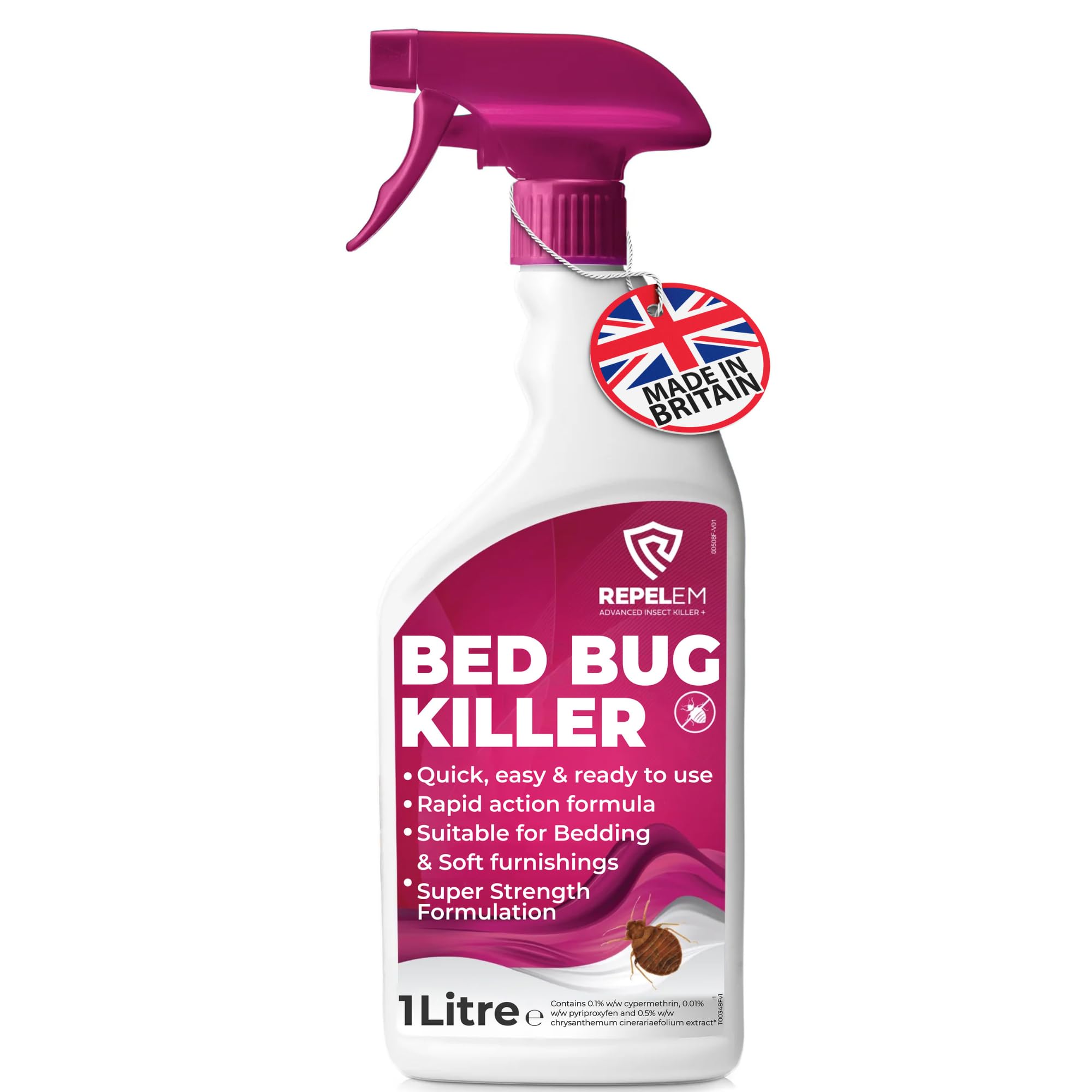 Bed Bug Killer Spray - Large 1L Bed Bug Spray, Kills Bedbugs at All Life Stages, All in One Treatment for Use on Mattresses, Soft Furnishings & Around The Home