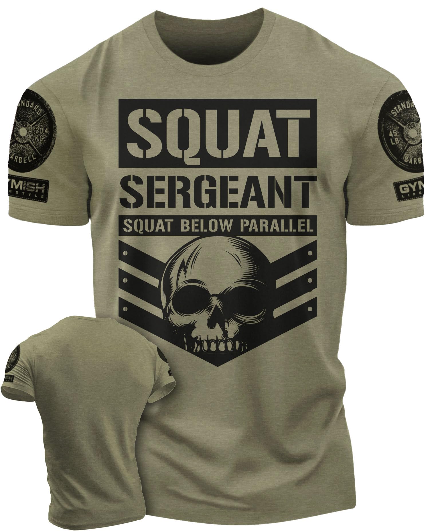 Workout Shirts for Men, Squat Sergeant Squat Below Parallel Gym Shirt, Funny Lifting T-Shirt