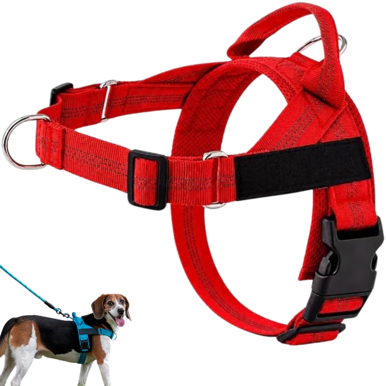ParoPet No Pull Dog Harness, Adjustable Soft Breathable Mesh Dog Vest Harness with Sturdy Alloy Attachment Ring, Ideal for Dog Walking, Daily Strolls & Outdoor Trips (Red,XL)