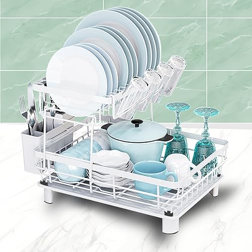 Miniatura 5 de GAXmi Escurridor de platos sobre el fregadero con soporte para utensilios, 1 nivel, color blanco