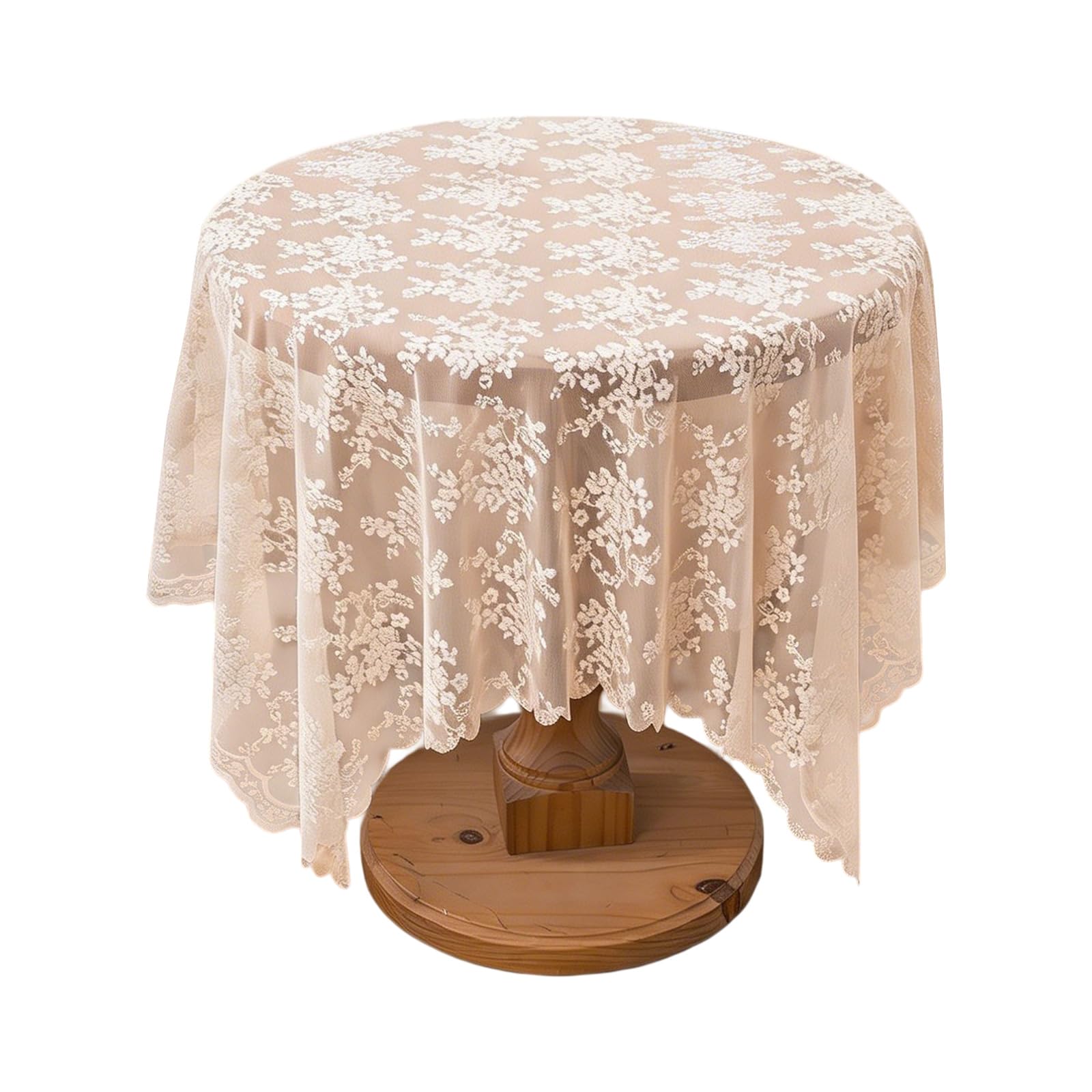 Bbajszx Beautiful Floral Lace Tablecloth Sturdy Polyester Materials for Dining Room Decoration Permanent Polyester Tableware