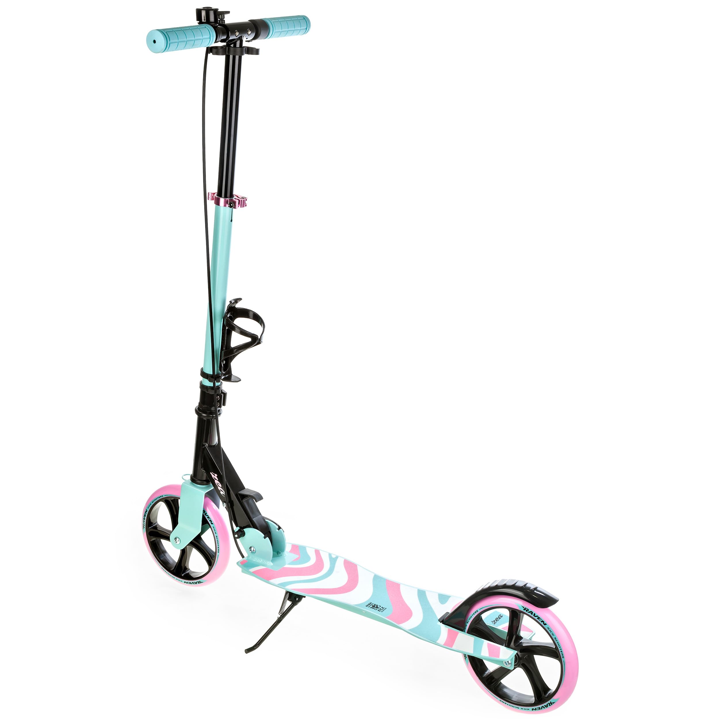 Raven - Patinete para niños y Adultos - Scooter - Patinete - Plegable, Ajustable, Correa de Transporte, Timbre, portabotellas