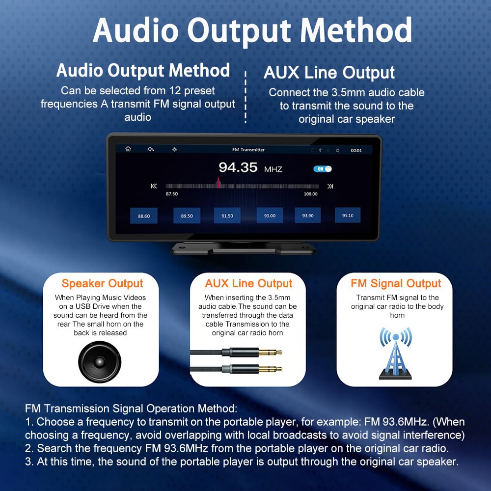 Écran Carplay Voiture pour Renault Scenic/Scenic 3/Megane Sport/Megane 2(2000-2023 2024+), 10.26 Pouces HD Ecran Tactile Autoradio Portable Bluetooth FM AUX