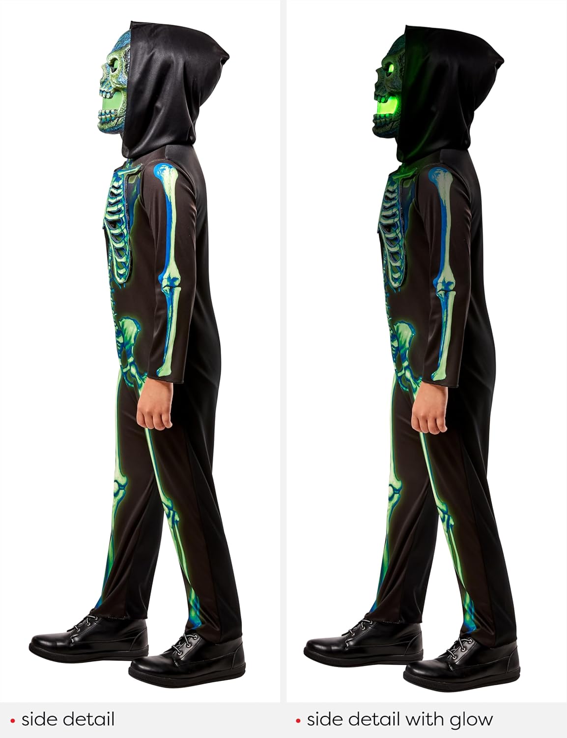 Rubies Light Up Neon Skeleton Costume with Light Up Mask for Kids, Boy's Large