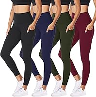 Vista 34 de NexiEpoch - Paquete de 4 leggings suaves para mujer, con bolsillos, control de abdomen y cintura alta, pantalones capri para yoga y ejercicio