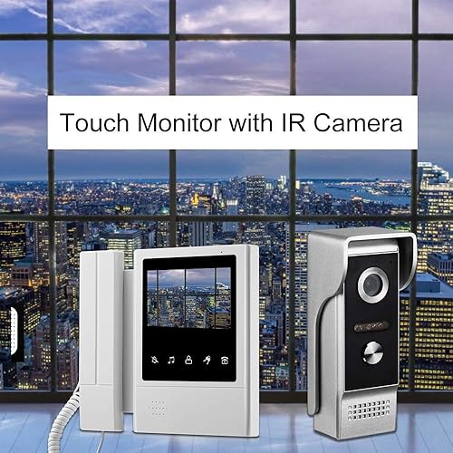 Miniatura 2 de Sistema de videoportero de puerta, monitor táctil de 4.3 pulgadas, kit de timbre de video con cable, cámara de visión nocturna infrarroja,