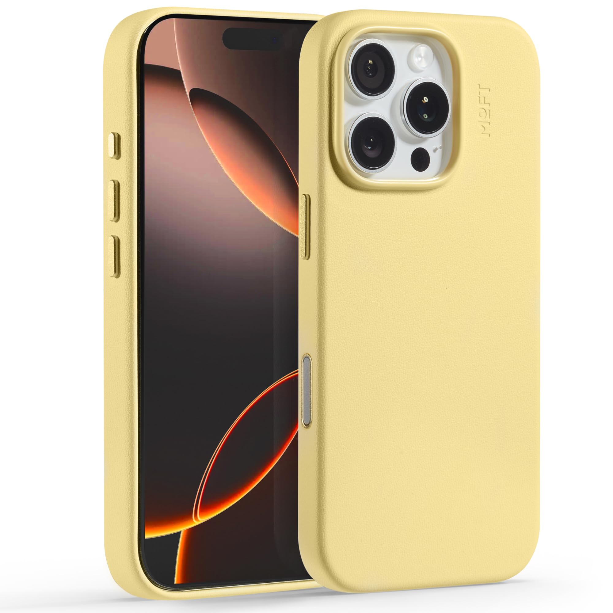 MOFT für iPhone 16 Pro Hülle, Panna Cotta Vegane Ledertasche Magnetische Hülle Kompatibel mit MagSafe, Weicher Anschlag, Farberhaltung, Fleckenresistent, Leicht zu Reinigen, Panna Cotta