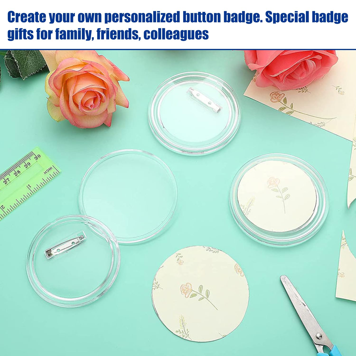 30 Stks Pin Button Design Badge 2.4 inch, 6 cm Clear Button Craft Badges Kit, Badge Making Kit voor DIY Ambachten en Kinderen Papier Craft Activiteiten Foto Kleding
