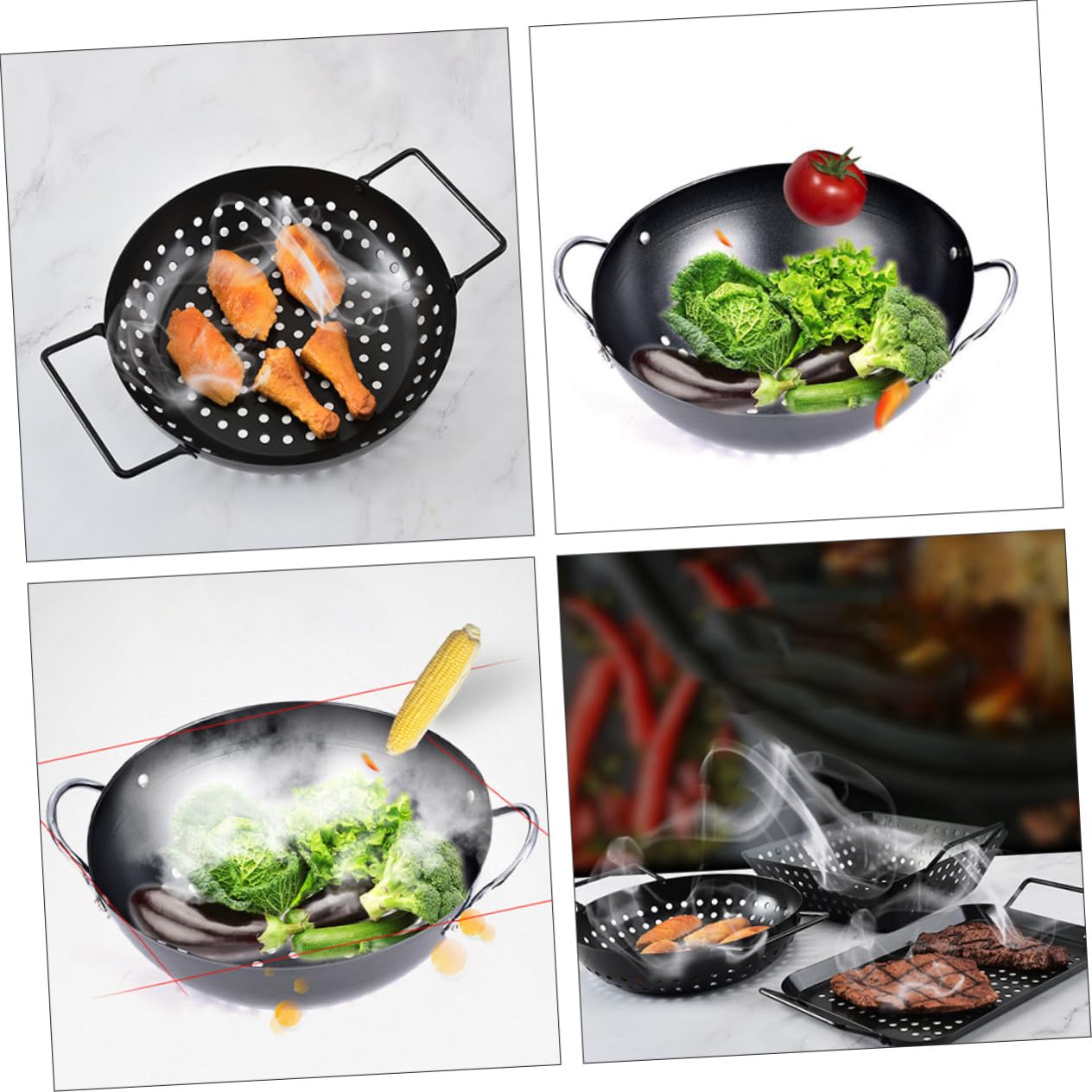 Toddmomy Teglia da Barbecue Antiaderente Manico e Fori, Nero