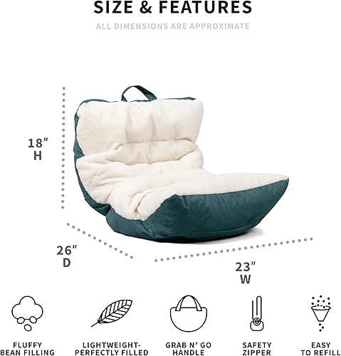 Miniatura 3 de Big Joe Roma - Puf para niños, color avena Sherpa y salvia, gamuza vegana, 2 pies