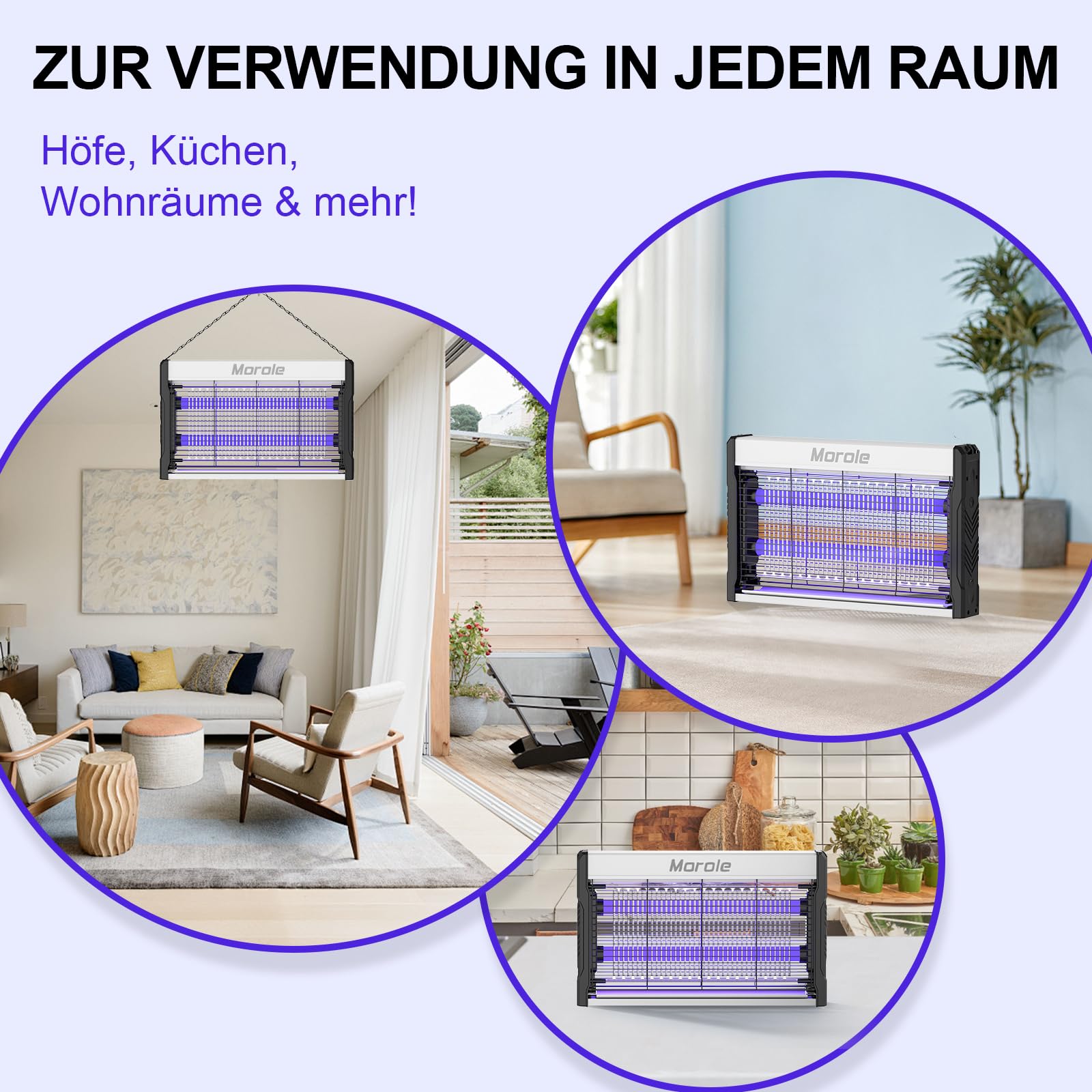 3200V Insektenvernichter Elektrisch, 2 UV LED Mückenfalle mit Schalter, Type-C Insektenvernichter mit Kabel, Wandmontierter Ultraviolette Mückenlampe, für den Garten Innen und Außeneinsatz