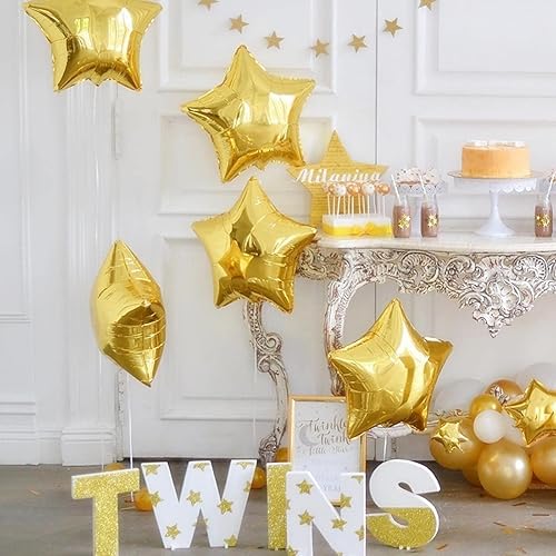 Miniatura 3 de 30 globos dorados con forma de estrella de 18 pulgadas en forma de estrella, globos de helio Mylar para decoración de mujeres, niñas, niños, día de