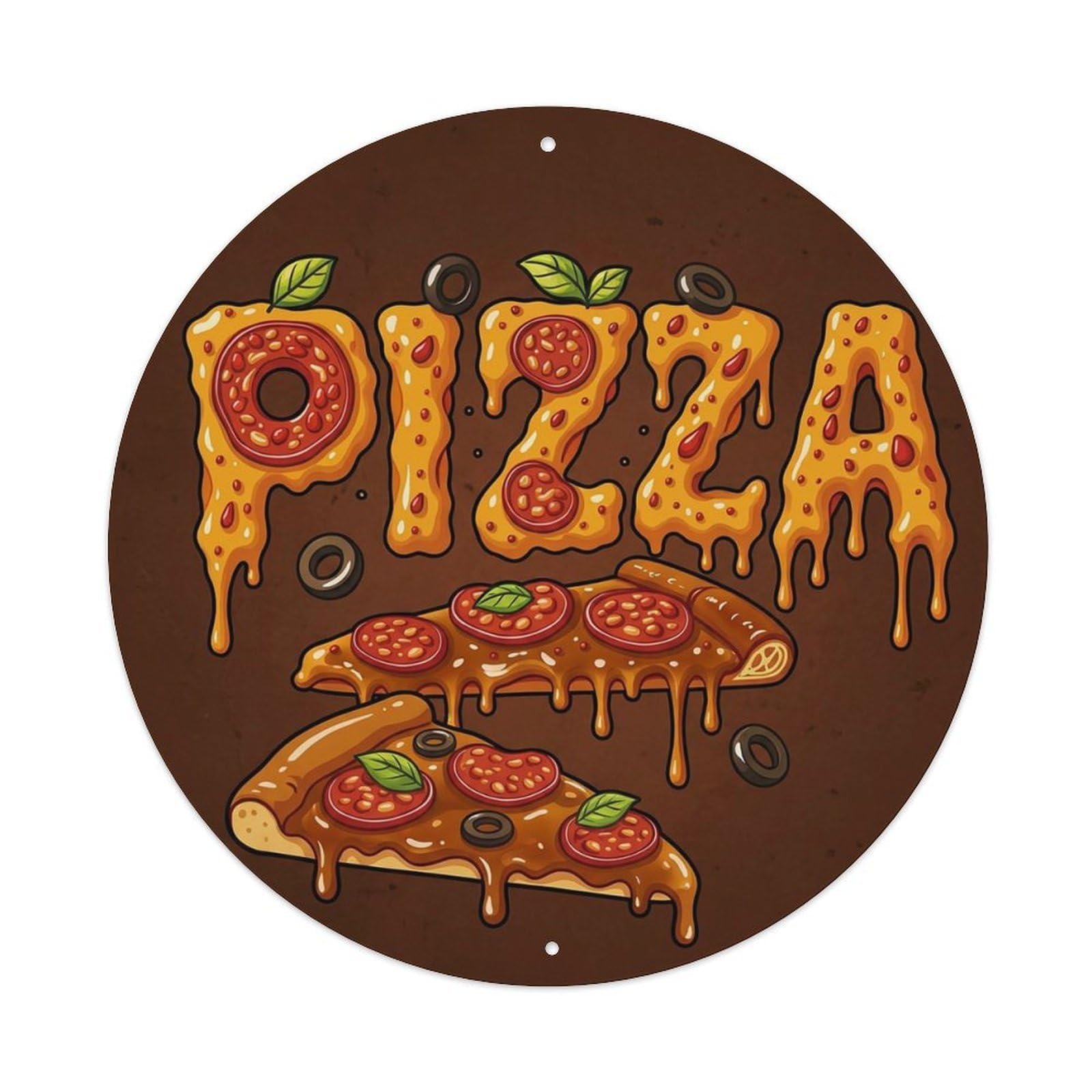 Cwbufd Vintage Style Vintage Pizza Slice Miso Glaze Vintage Metal Tin Sign Plaque Wall Decor For Cafe, Club Bar, Office, Garden Metal Poster 8X8inch