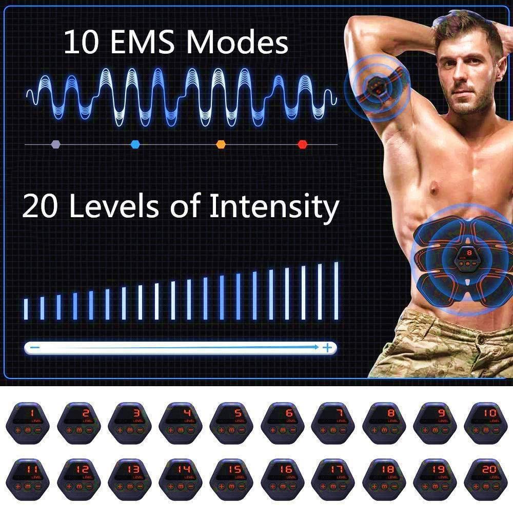 6 trybów stymulatora mięśni brzucha EMS, brzucha, bioder, ramion i nóg, tonera z wyświetlaczem LCD, trening fitness USB, siłownia domowa, odchudzanie, odchudzanie