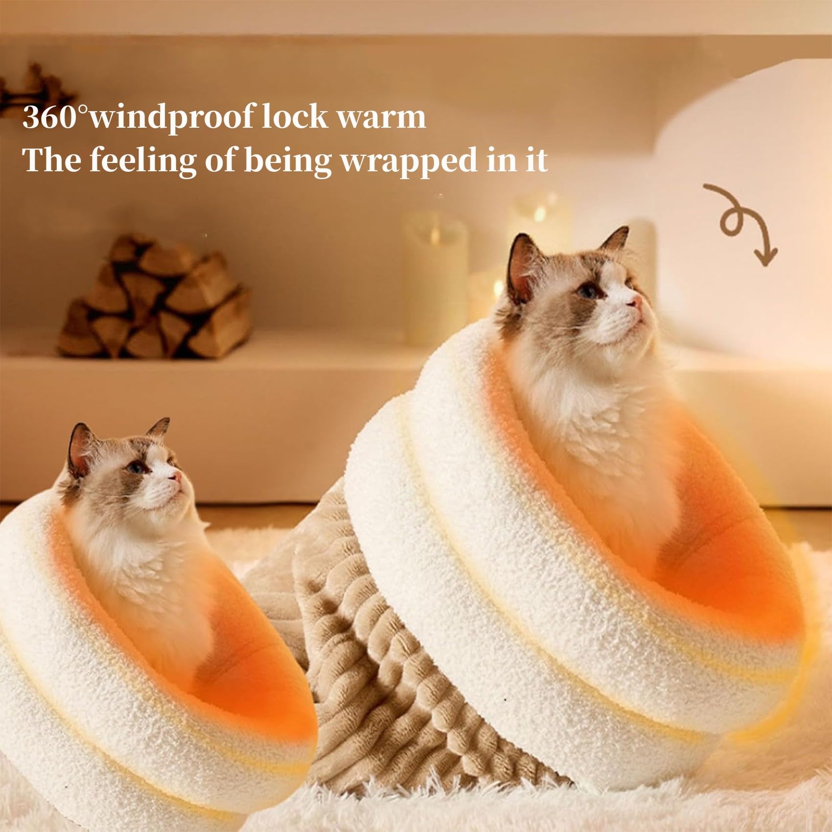 Cat Sleeping Bag, Cat Sleeping Bag for Indoor Cats, Cat Winter Sleeping Bag, Cat Bed Cave, Winter Cat Sleeping Bag for Cats, 360°Wrap Comfortable Soft Plush Sack Self Warm Pet Snuggle Sack (L,Gray)