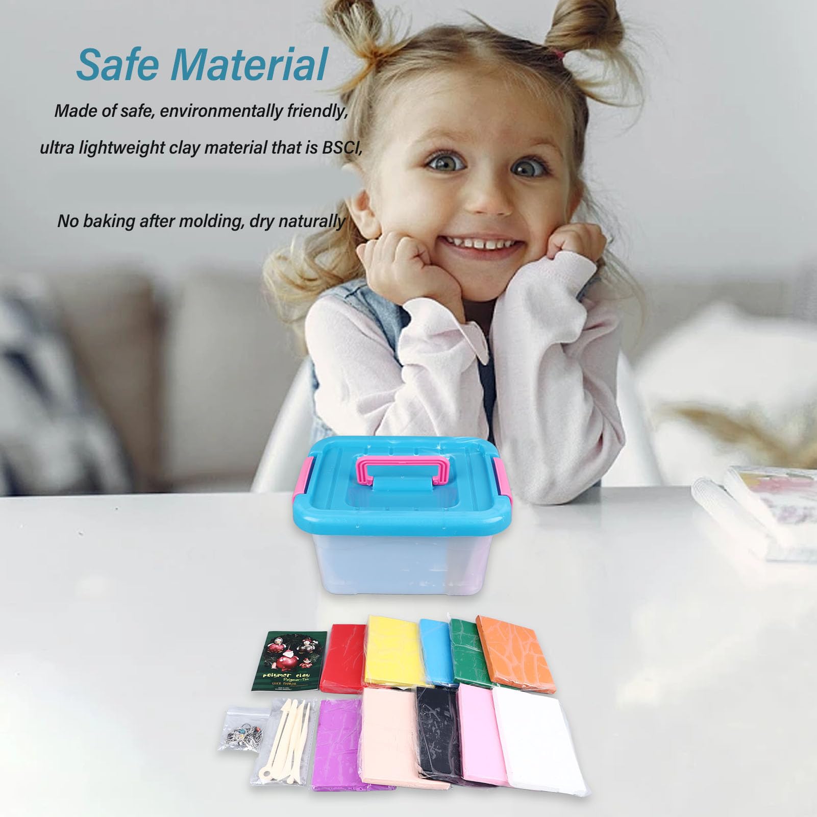 Generic Juego de Arcilla de Modelado de 10 Colores, 250g Cada, Kit de Arcilla Polimérica Suave No Tóxica con 5 Herramientas de Escultura para Niños, Aprendizaje DIY