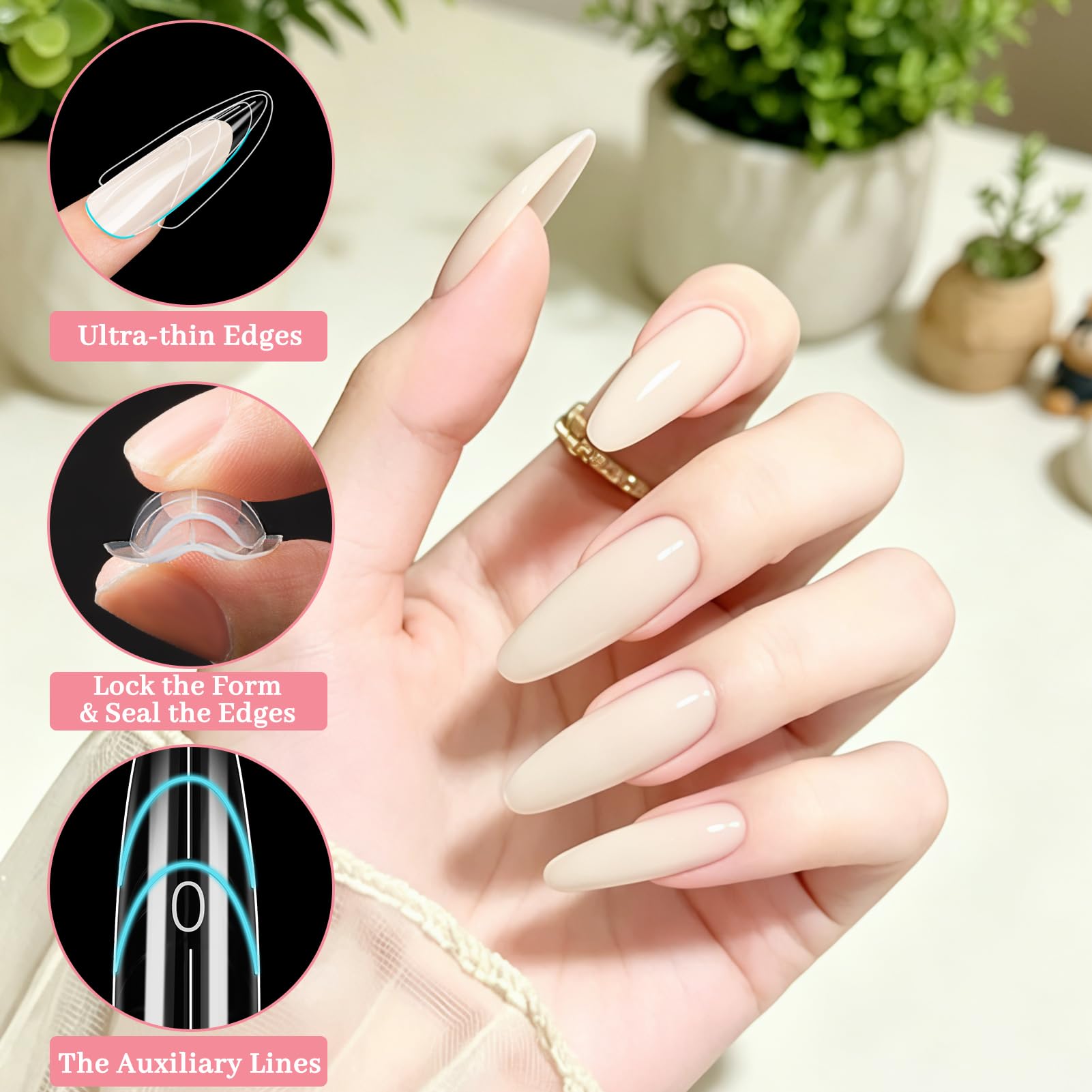 Kiiwah 240 sztuk Sandwich Dual Forms Paznokcie, Wielokrotnego użytku formy do paznokci do budowy paznokci z żelu, akrylowo-poliżelowa forma do paznokci Sandwich do manicure w domu i salonie