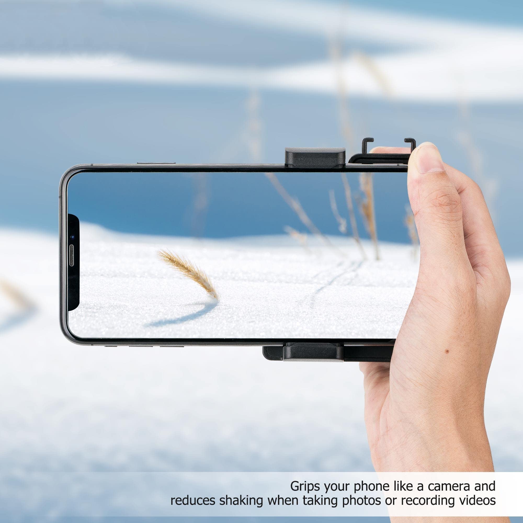 KIWIFOTOS Smartphone Handle Grip, Handy Capgrip mit Abnehmbarem Wireless Auslöser, Phone Grip mit Fernbedienung & Kaltschuhhalterung für iPhone Android Smartphone, Selfie, Vlog, Videoaufnahmen