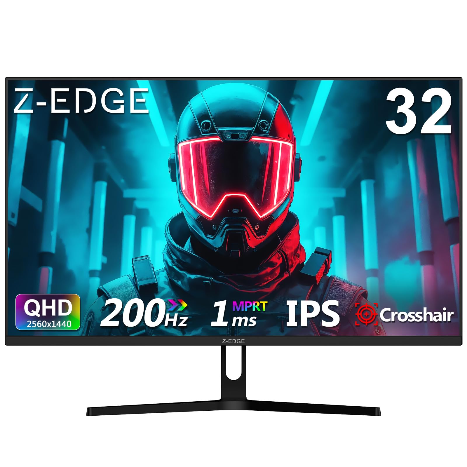 Z-Edge Monitor Gaming 32 Pulgadas 2K QHD 2560x1440, 200 Hz, MPRT 1 ms, Panel IPS, 300 CD/m², 100% sRGB, FreeSync, Mira de Puntería, DP 1.4 (200 Hz) y HDMI 2.0 (144 Hz), Compatible VESA, Negro