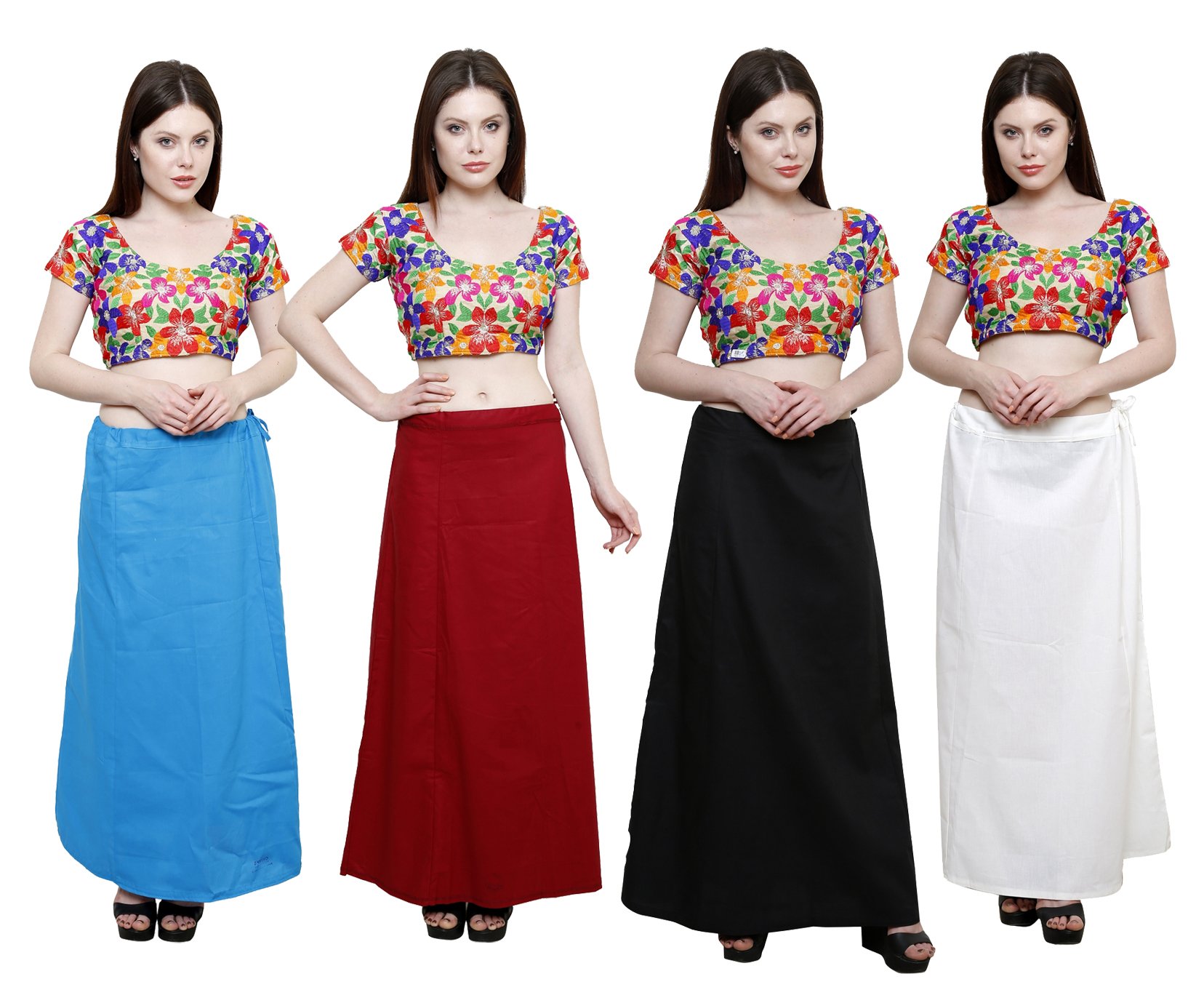 pistaa's Combo Of 4 Women's Cotton Best Indian Comfortable Readymade Inskirt Saree Petticoats-picture-22