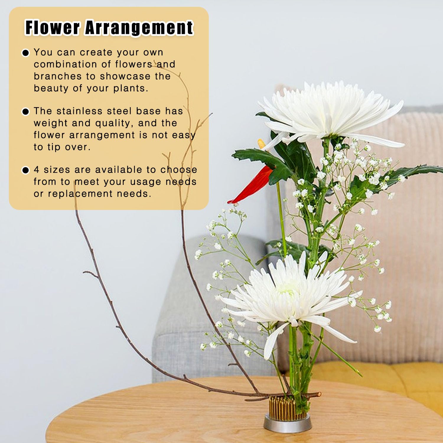 4 Kenzan Per Ikebana In Acciaio Inox - Rane Per Fiori 23/34/40/50 Mm, Per Composizioni Floreali - Foto 3