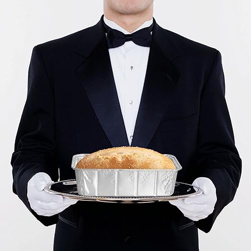 Miniatura 8 de PARTY BARGAINS Molde para pan de aluminio de 1 libra, paquete de 40 sartenes desechables resistentes para hornear, lasaña, pastel de carne y servir