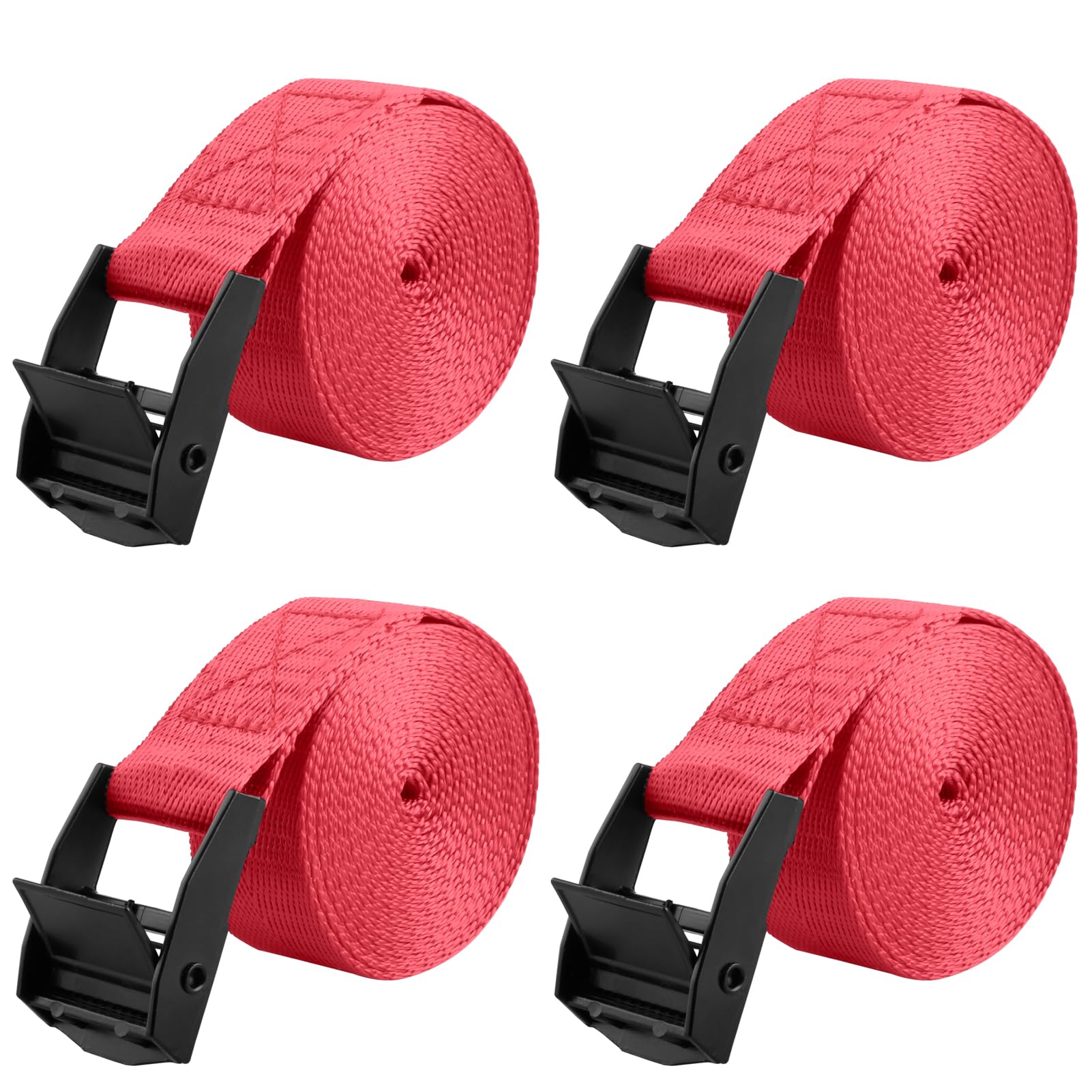 Azarxis Lashing Tie Down Straps Ratchet Secure Cinch Strap Adjustable Cam Buckles Heavy Duty Belts up to 441 lbs Capacity for Motorcycle Cargo Kayak Boat Canoe Truck Traile (Red - 4 Pack, 2 m) — image 1
