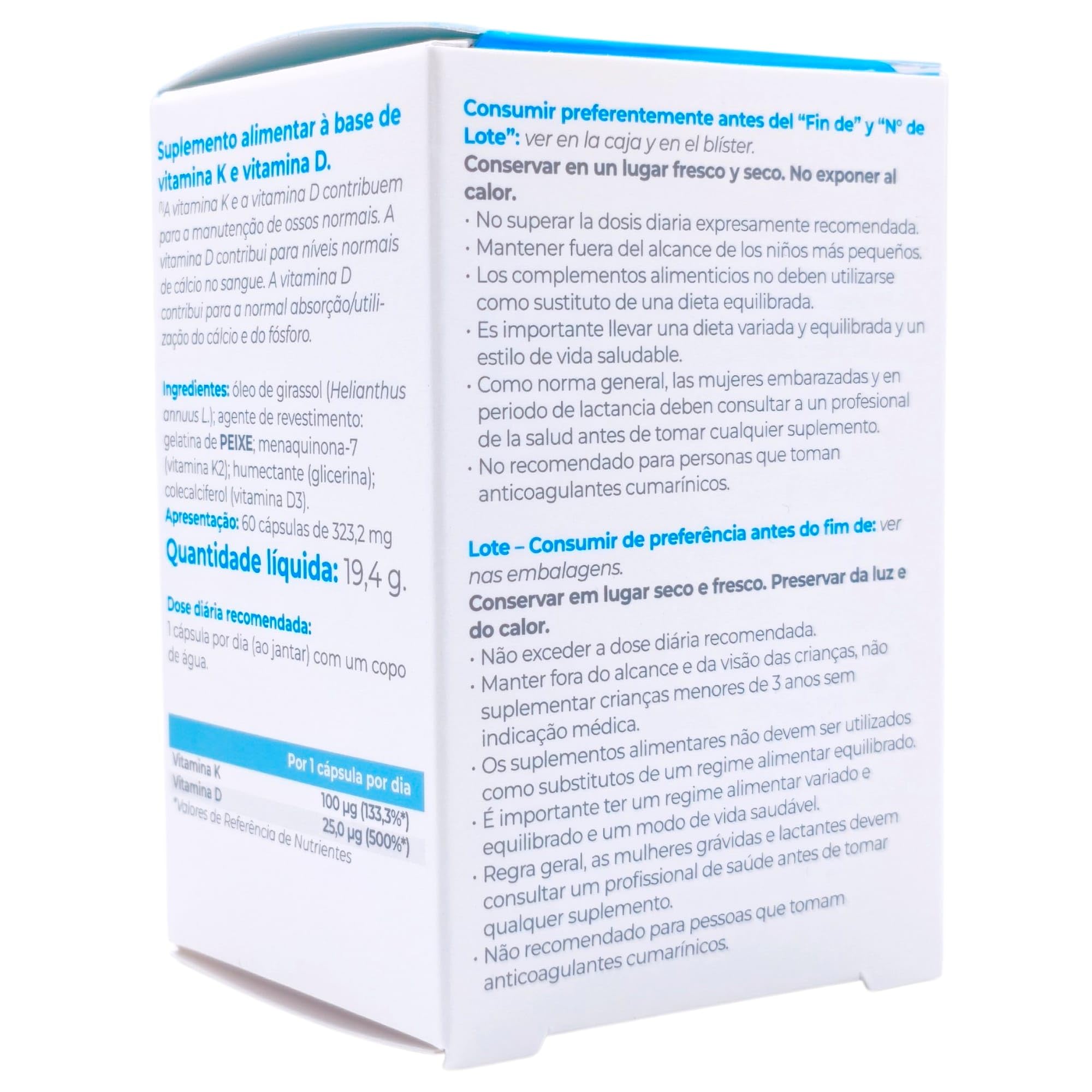 Inovance Vita K2-D3 60 Perlas - Suplemento de Vitamina D3 y Vitamina K2 - Salud Ósea y Cardiovascular - Fija el Calcio en los Huesos y Apoya el Sistema Inmunitario - Alta Absorción