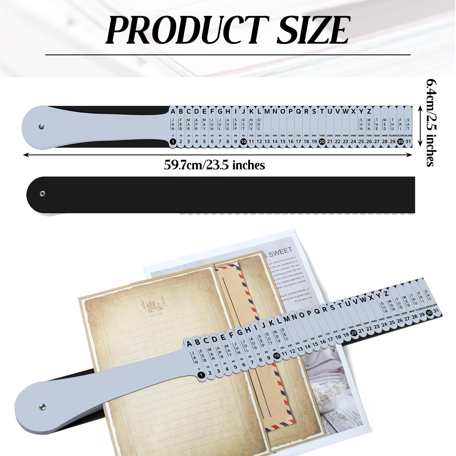 PerKoop Clasificador de documentos de plástico, organizador de archivos alfabético, organizador de papel compacto vertical para ahorrar espacio, para oficina, escuela, gris, 2.5 x 23.5 pulgadas (1