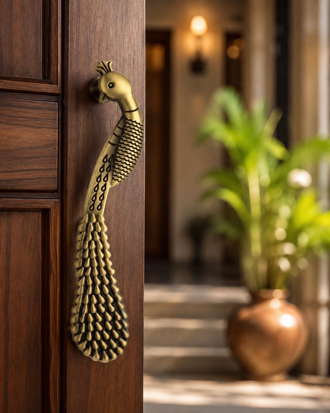FAST Dh16Z Premium Peacock Brass Antique Door Pull Handle for Wooden Main Door and Temple Door. (8 Inch 1 Pcs) — Amazon image 3