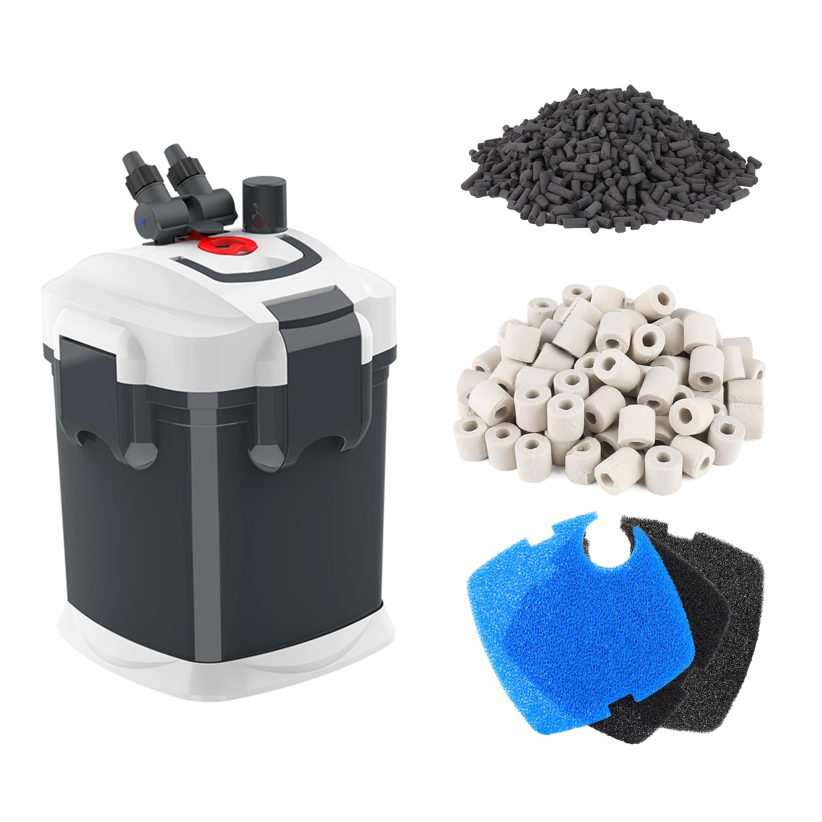 fishkeeper 660GPH Canister Filter, 3-Stage Filtration Aquarium Filter with Quartz Balls and Filter Cotton, Ultra-Quiet External Aquarium Canister Filter for Freshwater and Saltwater up to 230Gal (45W)