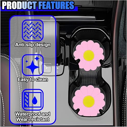 Miniatura 3 de 2 posavasos de silicona antideslizante para automóvil, tapete de inserción universal de 2.75 pulgadas, impermeable, decoración interior automotriz,