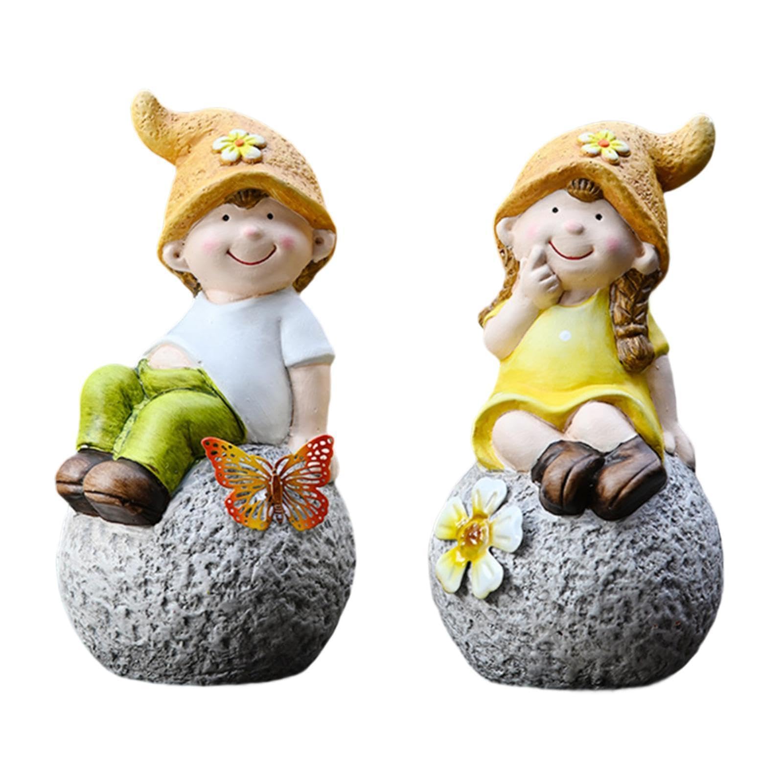 Sculptures pour jardin en céramique : lot de 2 statues pour égayer votre balcon