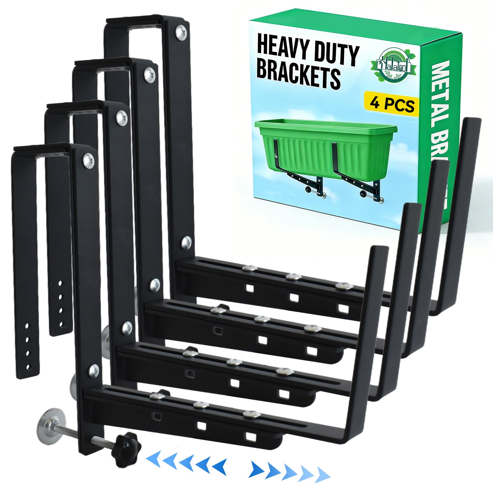 Photo 1 of Halatool Window Box Brackets, 2 Pack Adjustable Planter Box Brackets