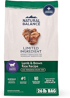 Natural Balance Limited Ingredient Large Breed Adult Dry Dog Food with Healthy Grains, Lamb & Brown Rice Recipe, 26 Pound (Pack of 1)