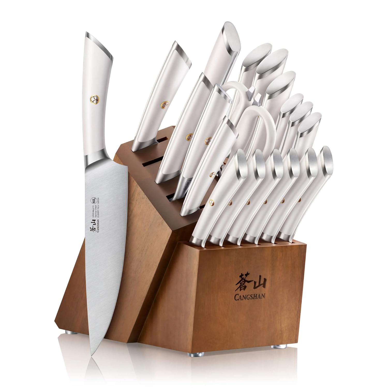 Cangshan ELBERT Series German Steel Forged Knife Block Sets 20-Piece White