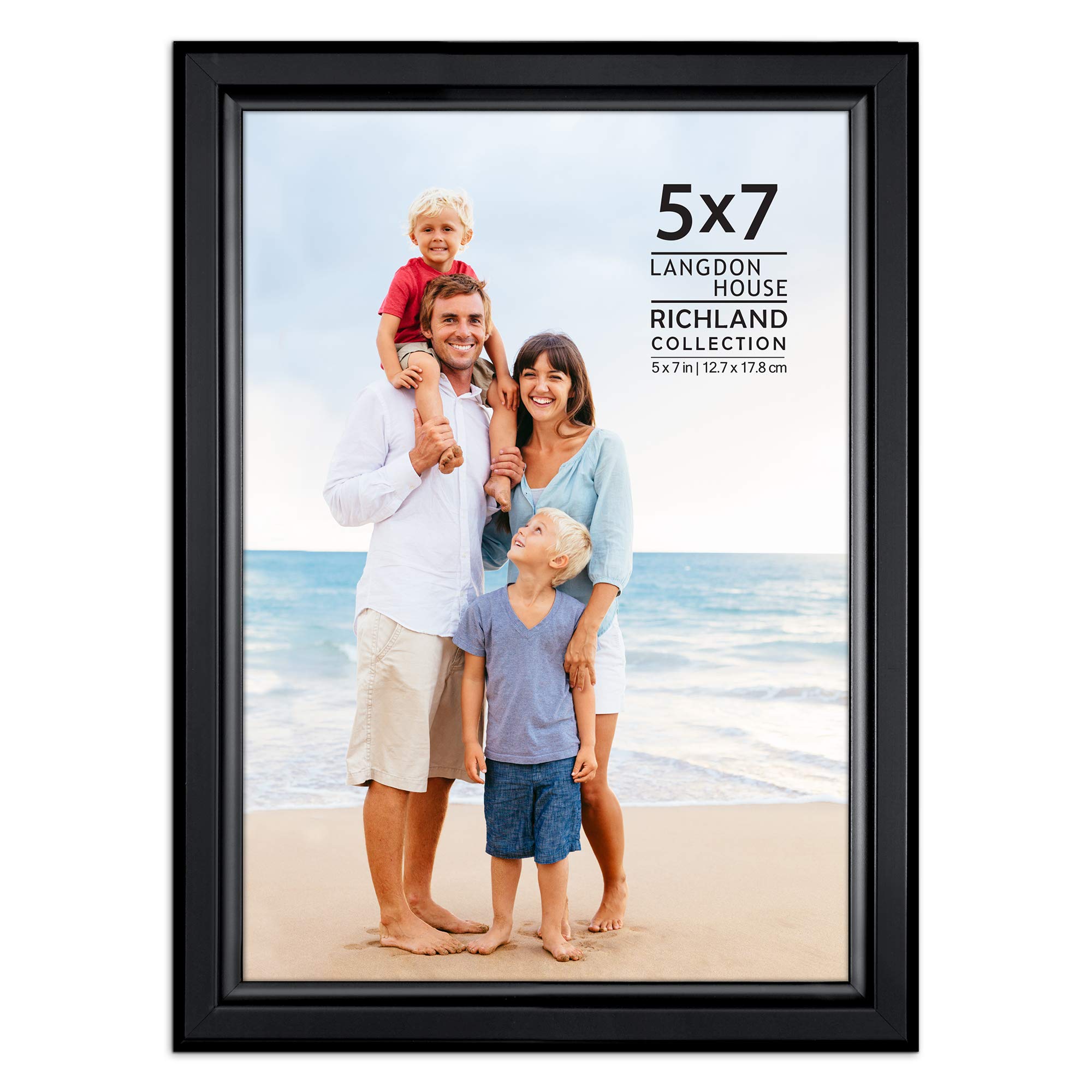 Langdon House5x7 Black Picture Frame, Distinguished Edging for Classic Style, Richland Collection