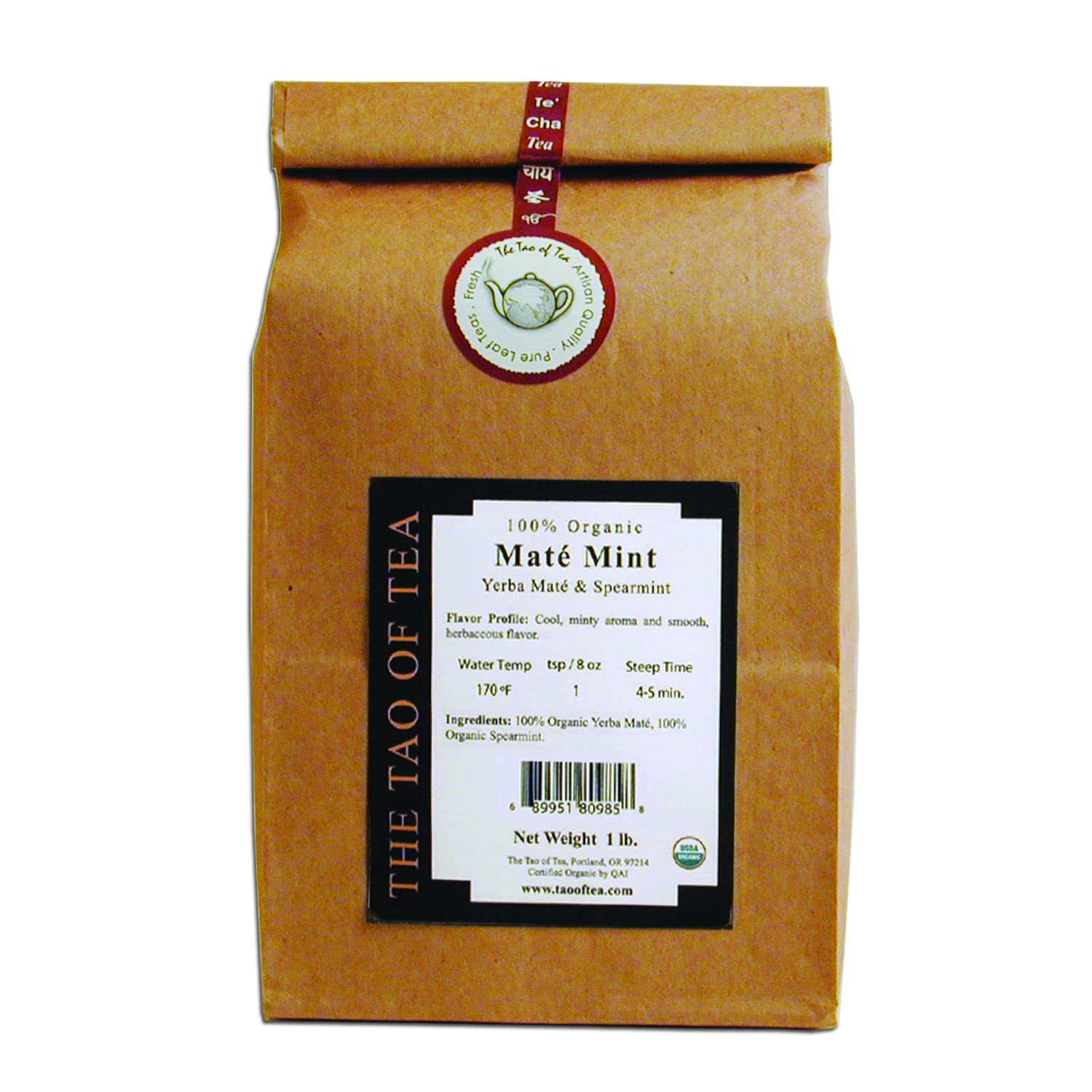 The Tao of Tea Mate Mint, 100% Organic Blended Yerba Mate, 1-Pounds