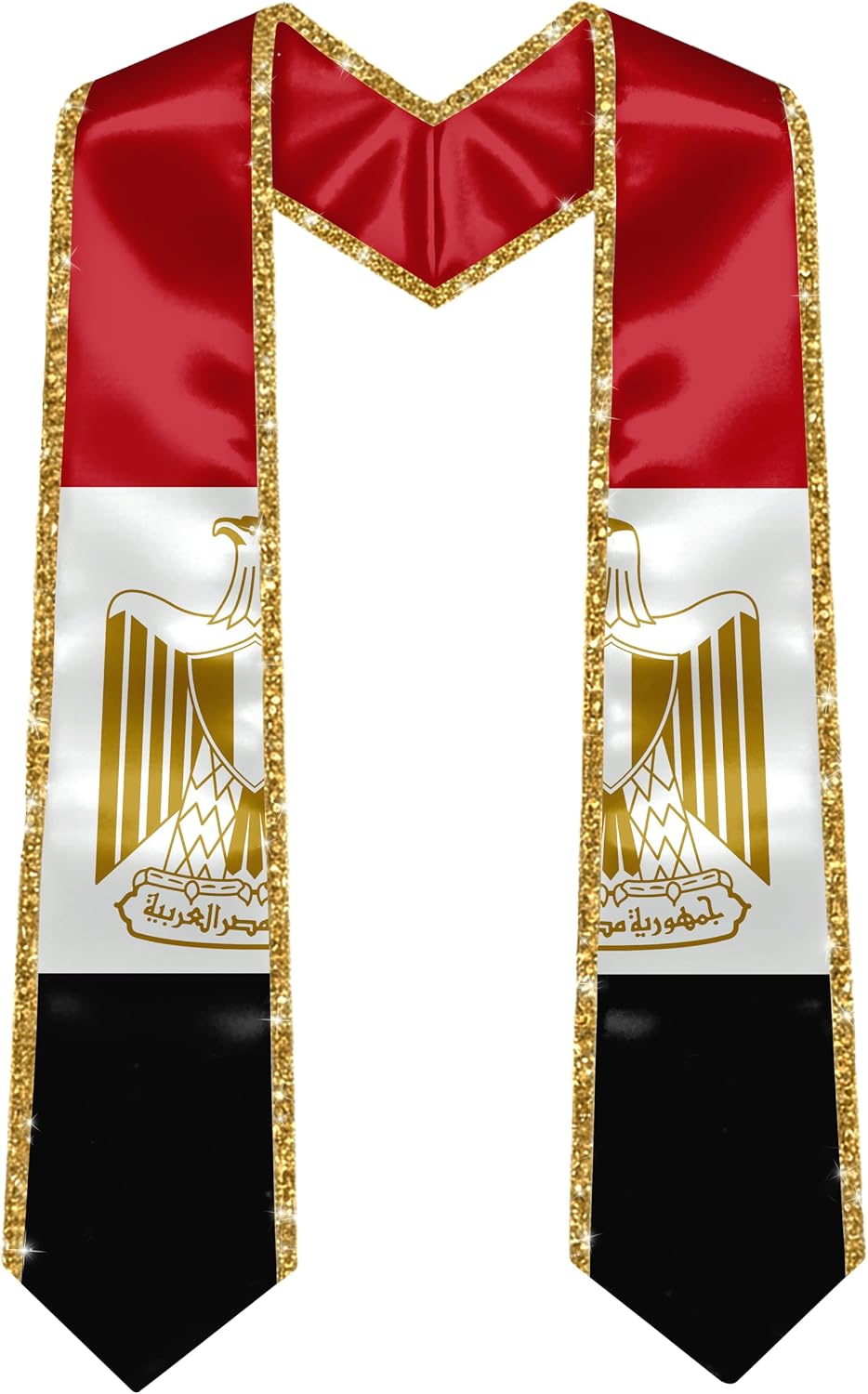 Country Flag Graduation Stole with Gold Glitter Velvet Ribbon 72-Inch, Graduate Honor Sash for College & High School