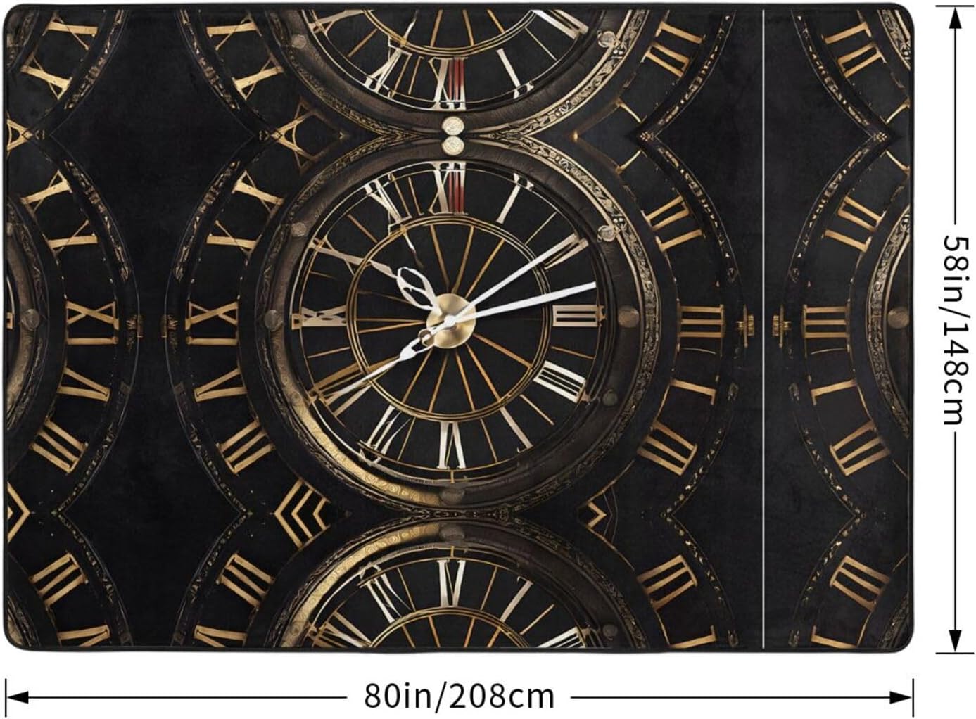 Flannel Non-Slip (Clock Gear) Rug Pad 80Ã—50in Soft Washable Protective for Hardwood Floors Bedroom Bathroom Living Room