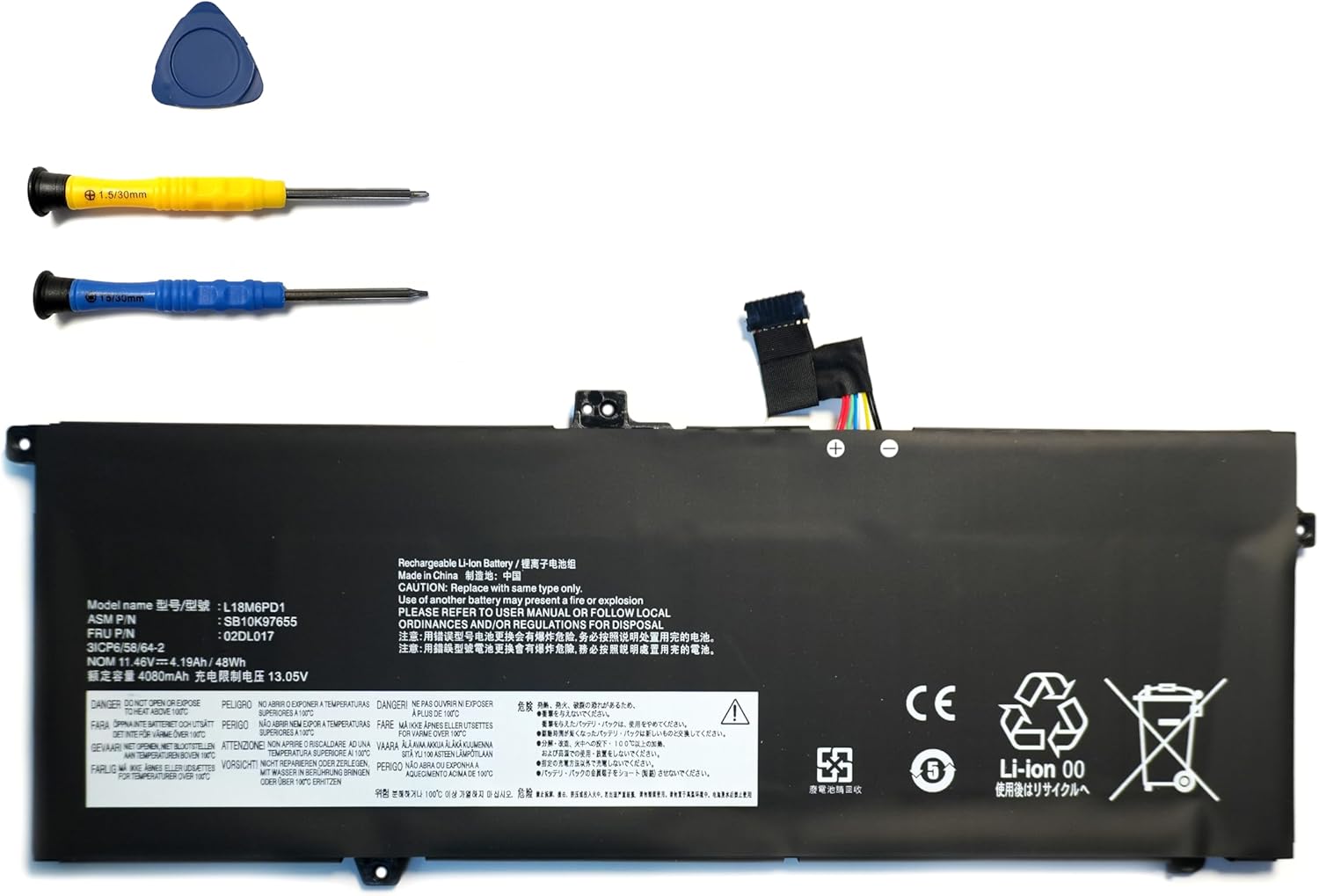 11.46V 48Wh 4190mAh L18M6PD1 L18M6PD2 L18C6PD1 L18D6PD1 Laptop Battery Compatible with Lenovo ThinkPad X13 X390 X395 Series