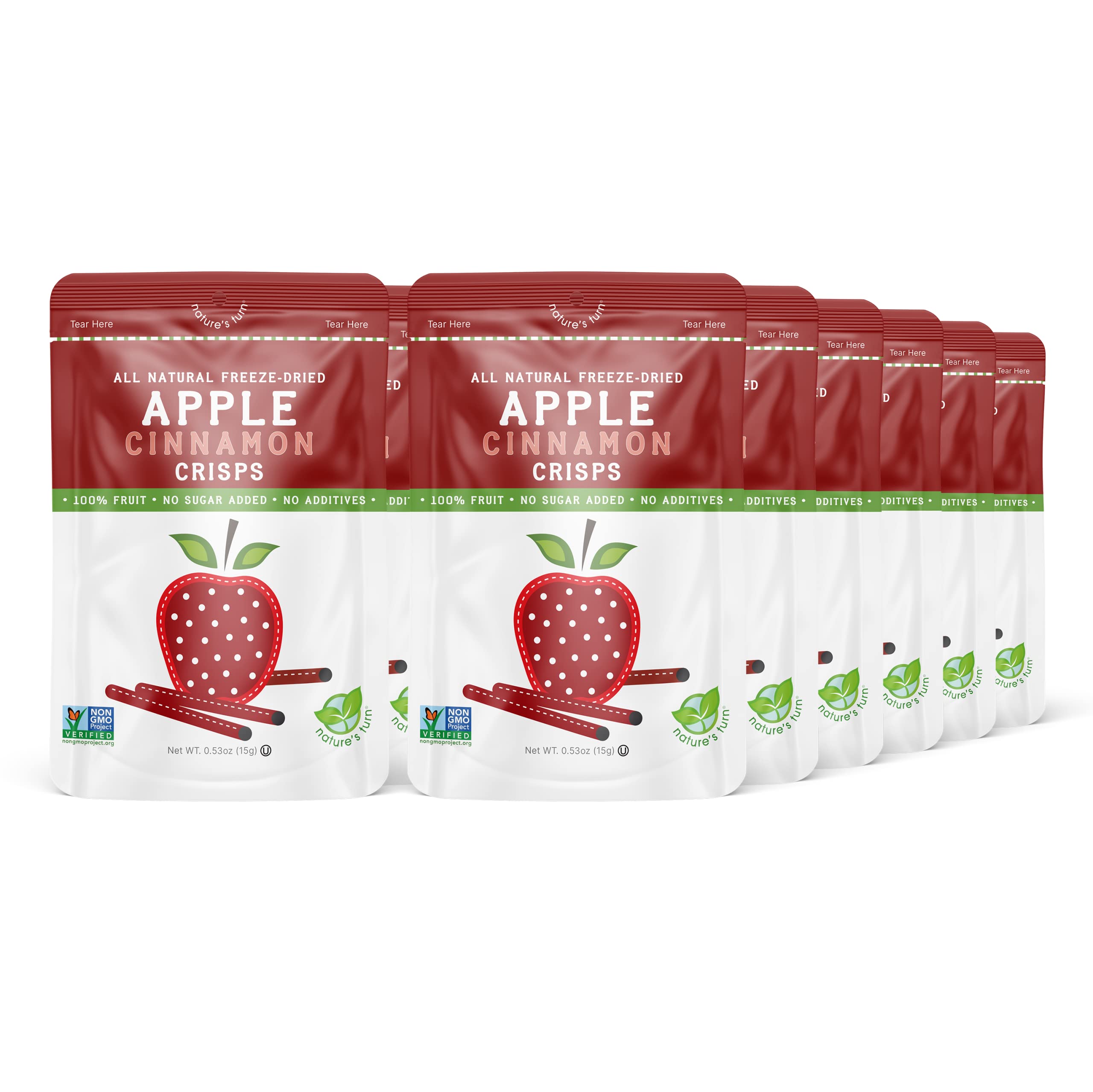 Nature's TurnFreeze-Dried Fruit Snacks, Apple Cinnamon Crisps, Pack of 12 (0.53 oz Each)