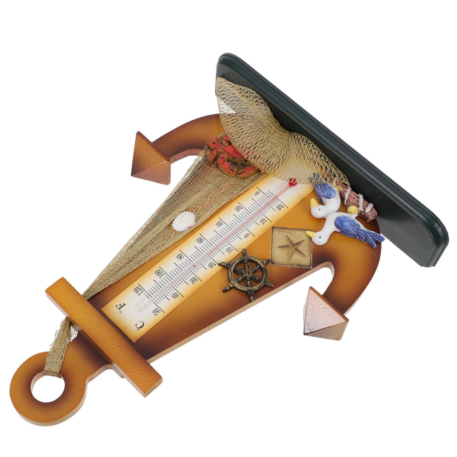 Termometro da Tavolo in Stile Marinaro a Forma di Ancora Vintage, Decorazione a Tema Marino per Interni e Giardino, Strumento di Misura Temperatura Accurato per Casa e Ufficio