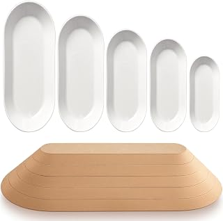 Sunnychicc 5-Pc Oval Ceramic Pottery Molds for Clay Slump - Wooden Handbuilding Tools, Sizes 11.61-16.34 Inches
