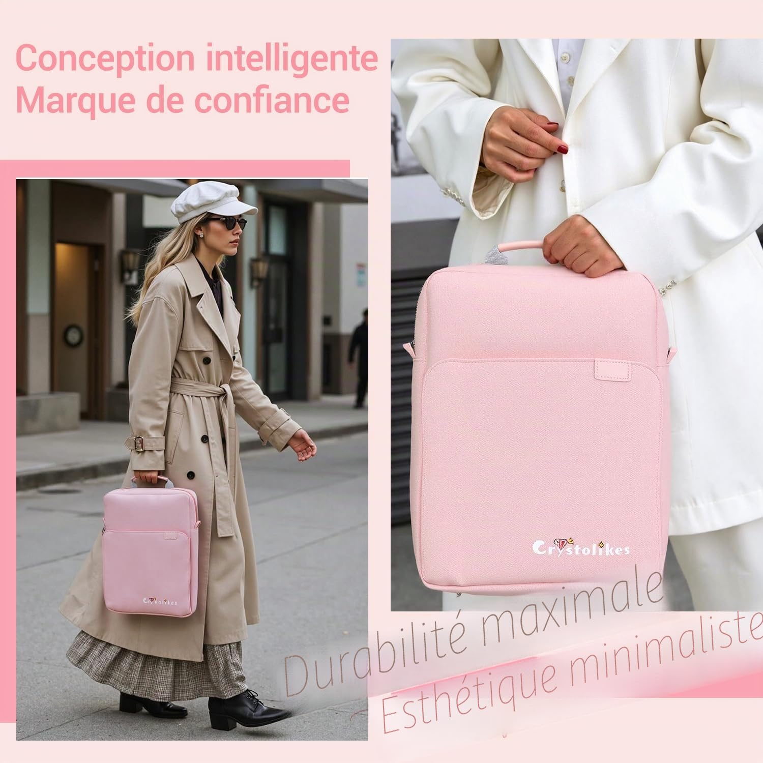 Housse Proctive avec bandoulière pour tablette de 13" – Compatible avec iPad Pro 11", 10e et 10,9", iPad 9/8/7e génération, Tab S8/S9 11" (rose)