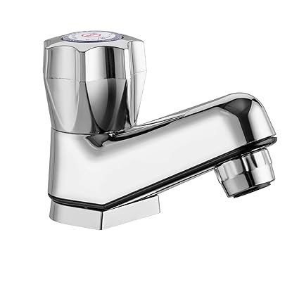 Axtry 2 Pcs Mak ABS Plastic Water Tap/Pillar Cocke tap for wash basin/Plastic Piller Bib Cock/Sink Tap/Bathroom Bibcock for Hot & Cold Water/Wash Basins Cock (1/2 Inch  15mm)(Chrome Finish)
