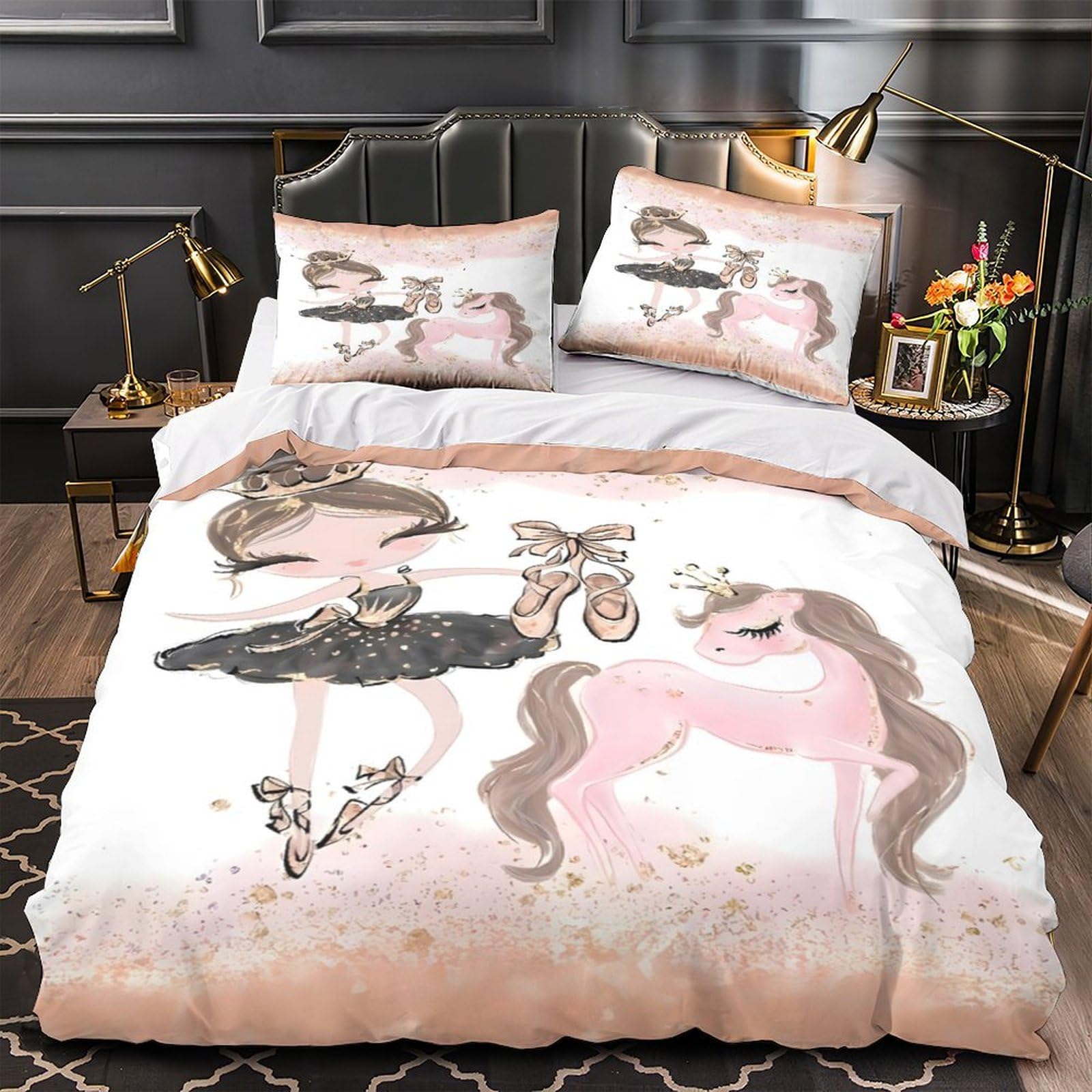 Ballerine housse de couette 140x200cm idéale pour décorer une chambre de garçon adepte de danse